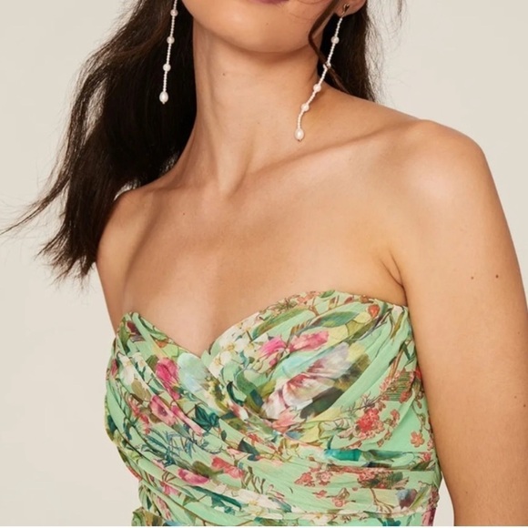 JAY GODFREY Lydia Strapless Green Floral Romper Size 4 - Picture 8 of 9